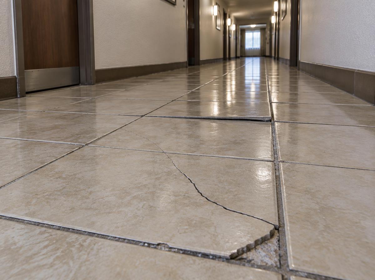 Piso danificado antes do reparo