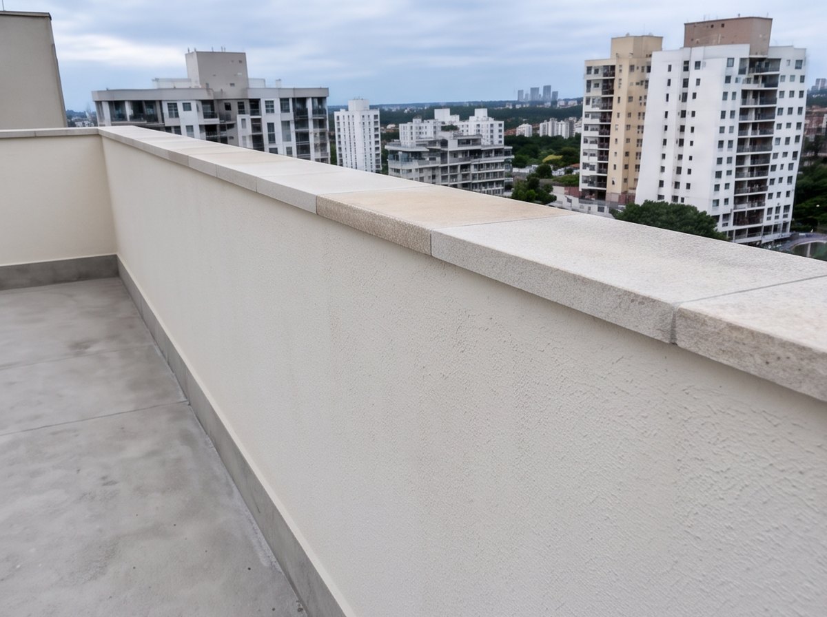 Parapeito da cobertura depois do serviço