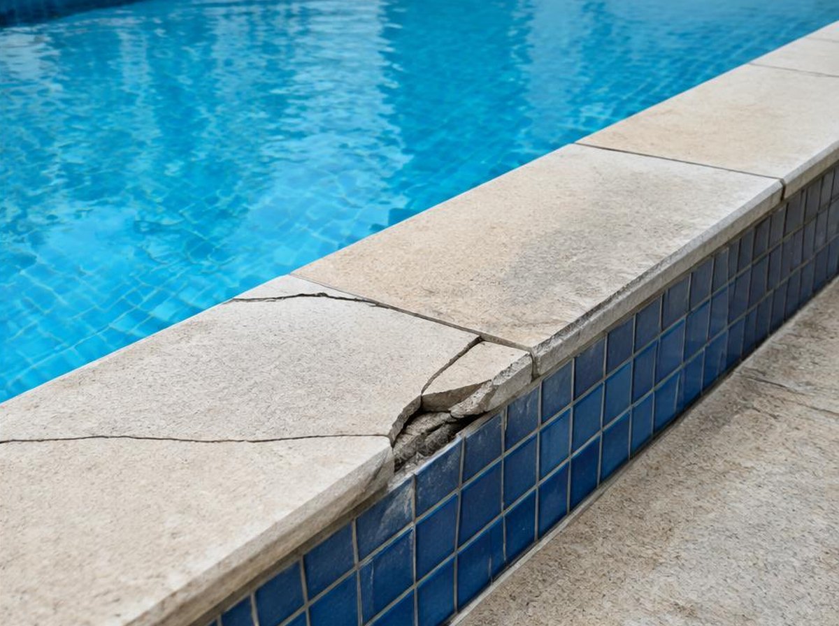 Borda da piscina antes do serviço