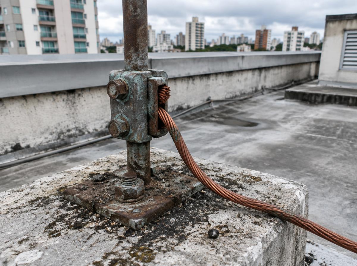 Conexão de SPDA antes da manutenção
