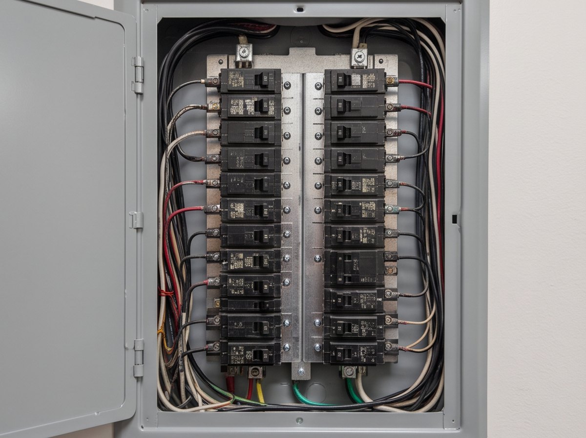 Quadro elétrico corroído depois do serviço