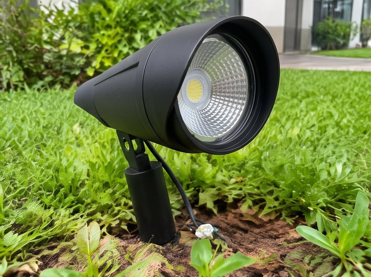 Iluminação de jardim depois do serviço