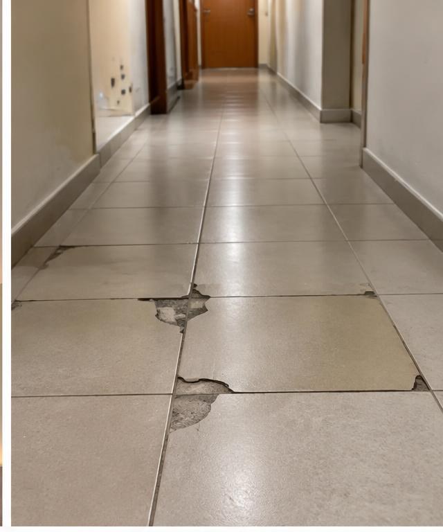 Antes — piso de corredor trincado