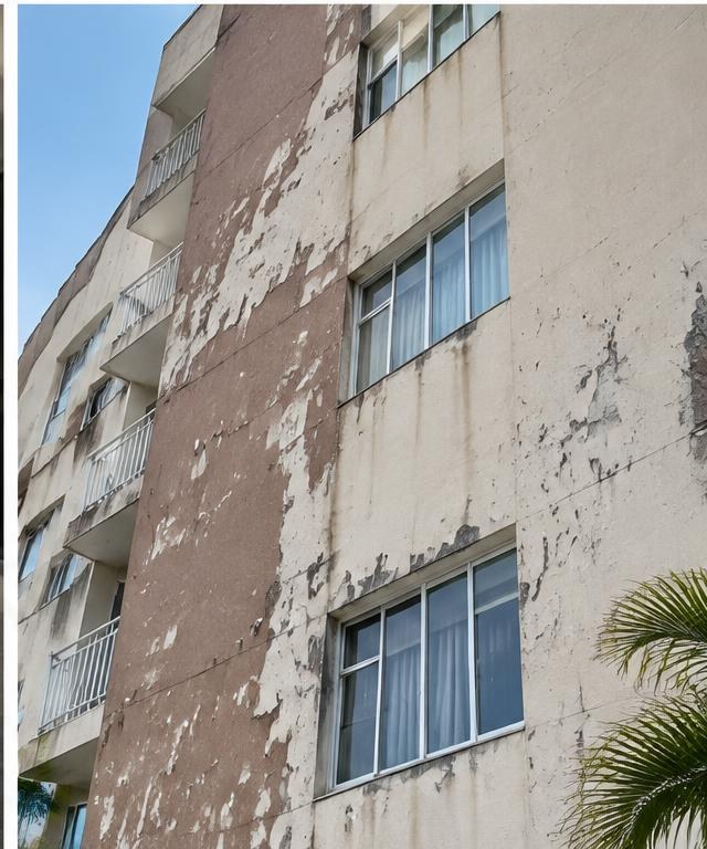 Antes — fachada com pintura deteriorada