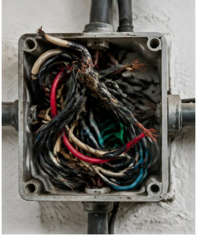 Antes — caixa de passagem com fios expostos