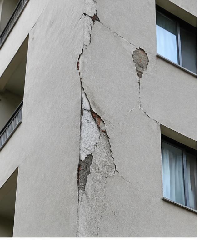 Antes — fachada com fissuras