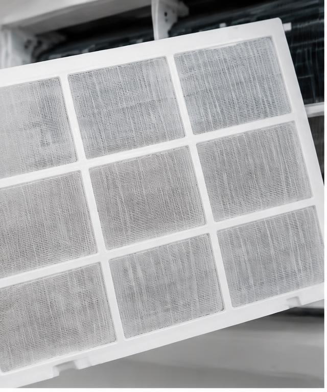 Depois — filtro de ar-condicionado sujo
