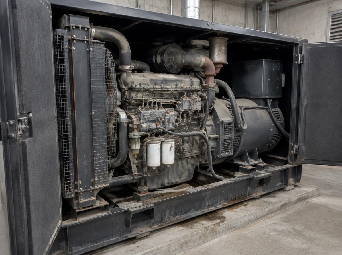 Motor de gerador antes da manutenção