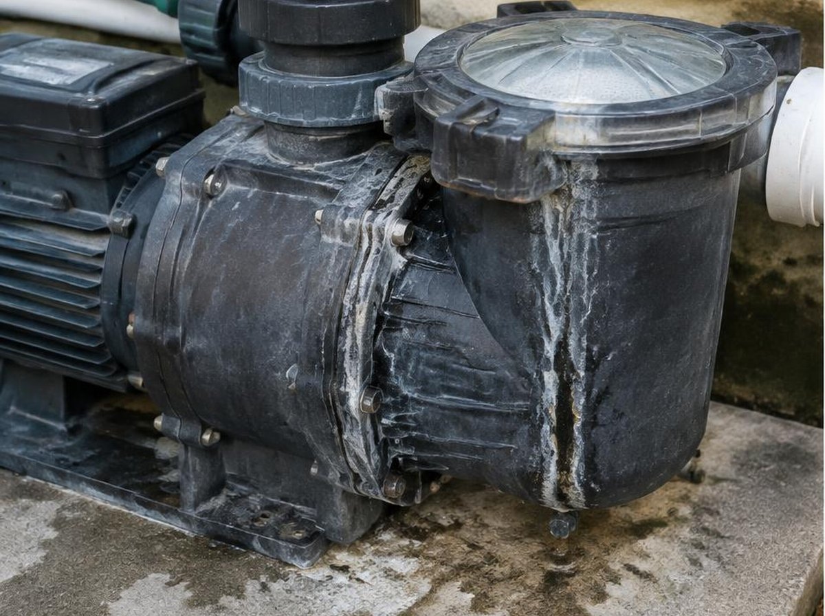 Vedação da bomba de piscina antes do serviço